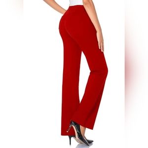 Tapata Womens Stretchy Bootcut Dress Pants With Pockets. Red, XL/16 30" Inseam.